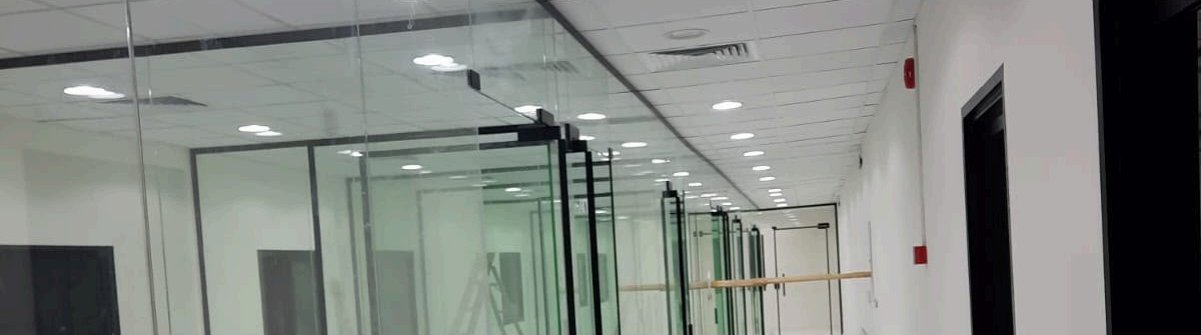 Glass partition office corridor fit-out